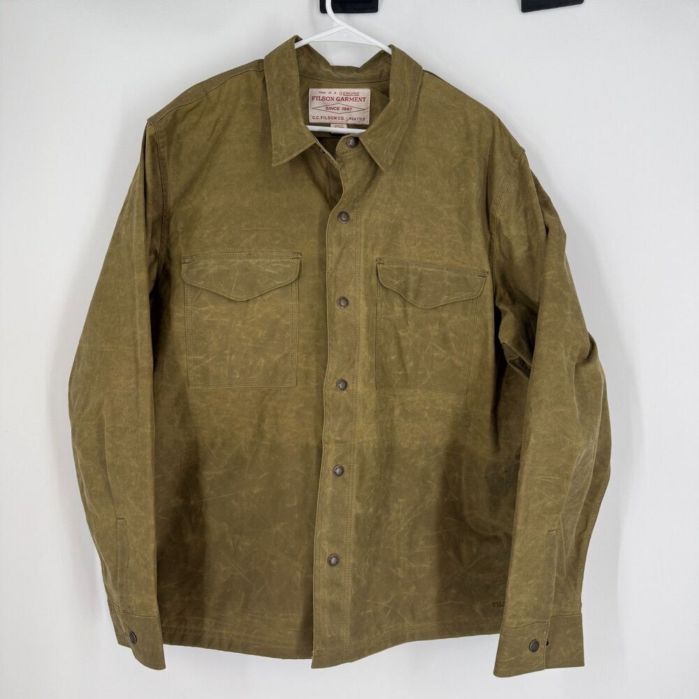 Filson Eagle Harbor Jac Shirt Waxed Cotton Tan Western Mens Size XL 20277937